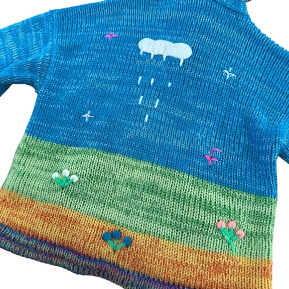 Peruvian Knit Sweater Cardigan Hooded Full Zip Long Sleeve 4 - Picture 5 of 10